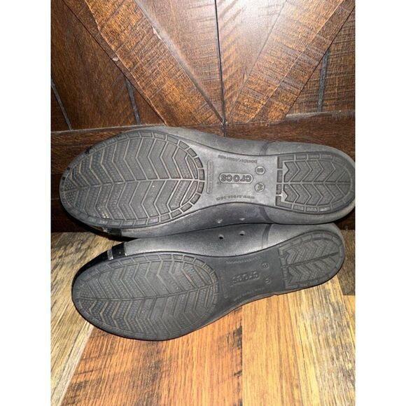 Crocs Cap Toe Black Marble Ballerina Flats Shoes Size 8 - Picture 11 of 12